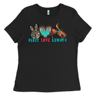 Black peace love cowboy Ladies Tee - Zillion Design Studio