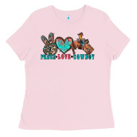 Bubblegum Pink peace love cowboy Ladies Tee - Zillion Design Studio