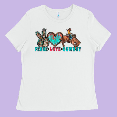 Peace Love Cowboy Ladies Tee Designed By Zillion Design Studio