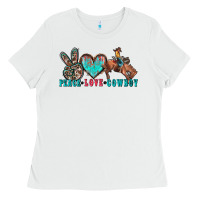 White peace love cowboy Ladies Tee - Zillion Design Studio