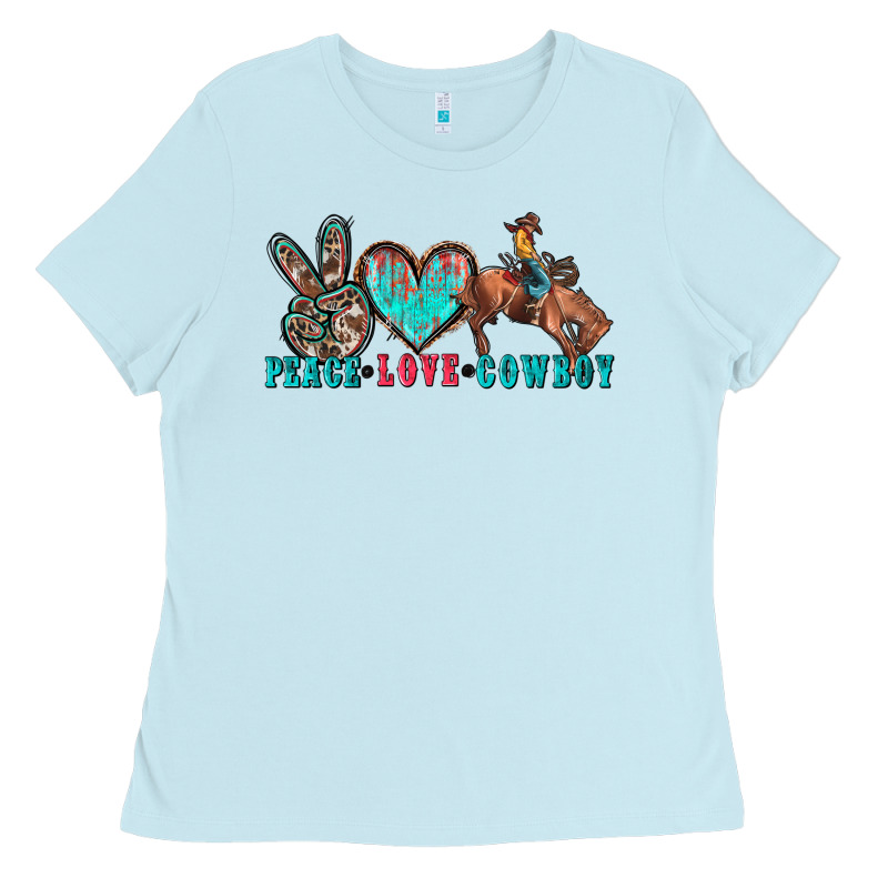 Peace Love Cowboy Ladies Tee by Zillion Design Studio | Teevron