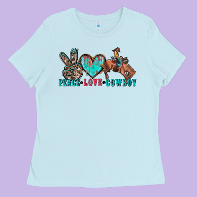 Peace Love Cowboy Ladies Tee Designed By Zillion Design Studio