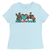 Baby Blue peace love cowboy Ladies Tee - Zillion Design Studio