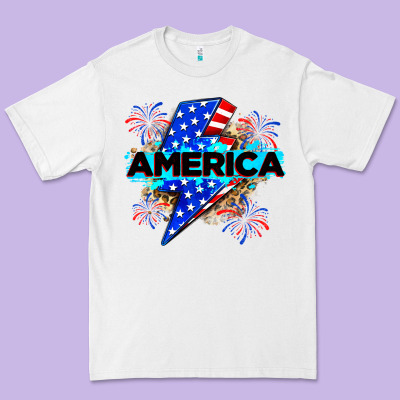 America With Lightning Bolt Premium Tee Designed By Zillion Design Studio