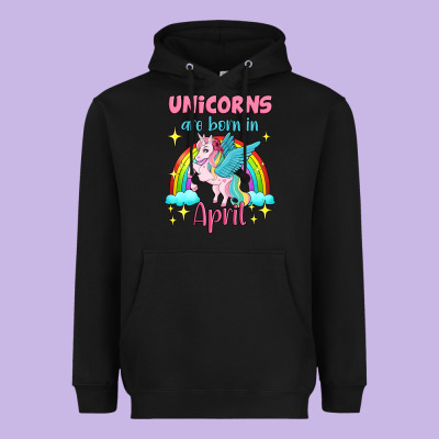 Unicorns Are Born In April Heavyweight Hoodie Designed By Jasminsmagicworld