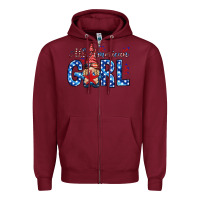 Burgundy all american girl with gnome Zipper Hoodie - NancyCooperArtShop