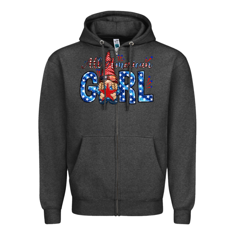 All American Girl With Gnome Zipper Hoodie by NancyCooperArtShop | Teevron