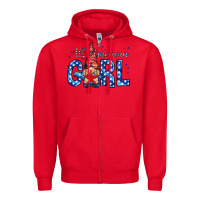 Red all american girl with gnome Zipper Hoodie - NancyCooperArtShop