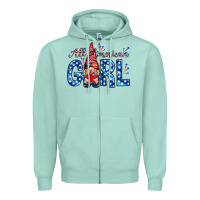 Seafoam all american girl with gnome Zipper Hoodie - NancyCooperArtShop