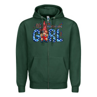 Sports Green all american girl with gnome Zipper Hoodie - NancyCooperArtShop