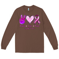 Chestnut Peace Love Cure Breast Cancer Long Sleeve Tee - Jasminsmagicworld
