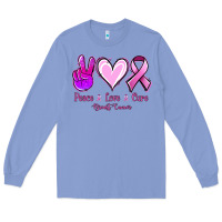 Colony Blue Peace Love Cure Breast Cancer Long Sleeve Tee - Jasminsmagicworld