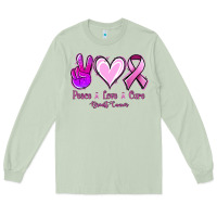 Matcha Peace Love Cure Breast Cancer Long Sleeve Tee - Jasminsmagicworld