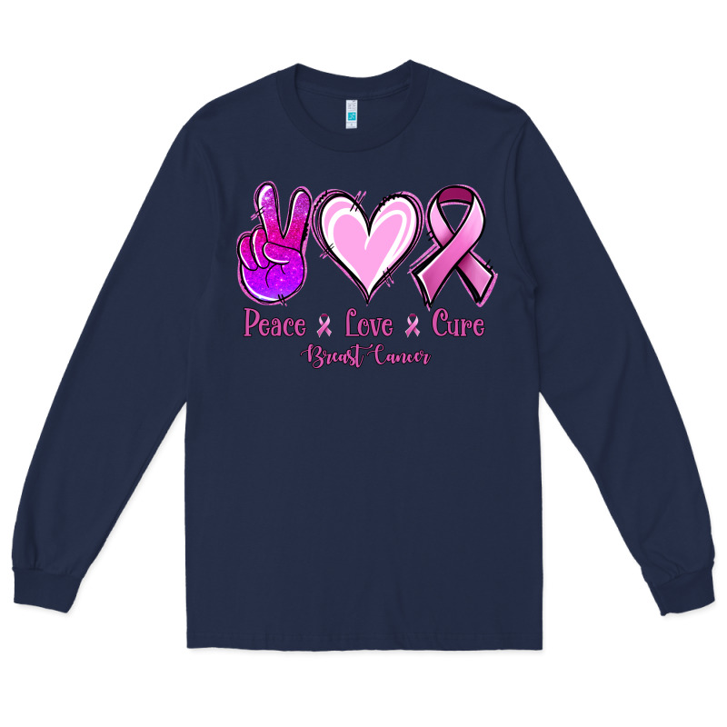 Peace Love Cure Breast Cancer Long Sleeve Tee by Jasminsmagicworld | Teevron