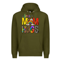 Army Green Free Mom Hugs with Butterflies Premium Hoodie - texasbilliewilder