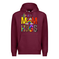 Burgundy Free Mom Hugs with Butterflies Premium Hoodie - texasbilliewilder
