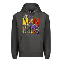 Charcoal Heather Free Mom Hugs with Butterflies Premium Hoodie - texasbilliewilder