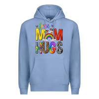 Colony Blue Free Mom Hugs with Butterflies Premium Hoodie - texasbilliewilder