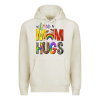 Oatmeal Heather Free Mom Hugs with Butterflies Premium Hoodie - texasbilliewilder