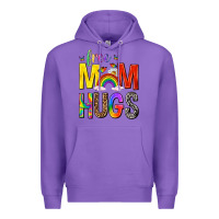 Purple Free Mom Hugs with Butterflies Premium Hoodie - texasbilliewilder