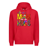 Red Free Mom Hugs with Butterflies Premium Hoodie - texasbilliewilder