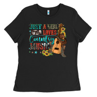 Black just a girl who loves country music Ladies Tee - Zillion Design Studio