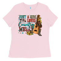 Bubblegum Pink just a girl who loves country music Ladies Tee - Zillion Design Studio