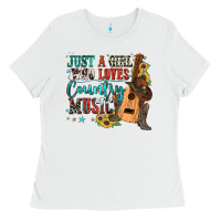 White just a girl who loves country music Ladies Tee - Zillion Design Studio