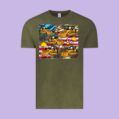 Bulldozer Camouflage American Flag Vintage Tee Designed By Artiststas