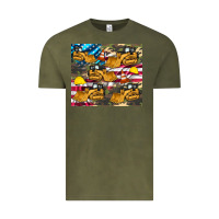 Vintage Olive bulldozer camouflage american flag Vintage Tee - Artiststas