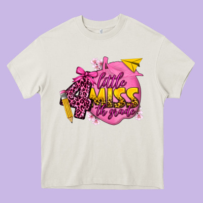 Little Miss 4th Grade Heavy Core Tee Designed By Texasbilliewilder