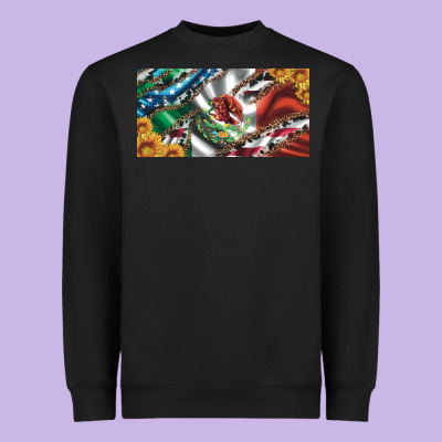 Usa Flag And Mexico Flag With Sunflower And Cowhide  License Plate Heavyweight Sweatshirt Designed By Artiststas