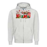 Dove Grey christmas sloth coffee cups Zipper Hoodie - MaliasSmallBusiness