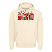 Sandshell christmas sloth coffee cups Zipper Hoodie - MaliasSmallBusiness