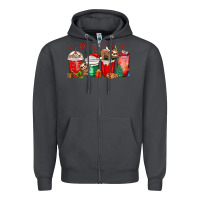 Smoke christmas sloth coffee cups Zipper Hoodie - MaliasSmallBusiness