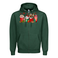 Sports Green christmas sloth coffee cups Zipper Hoodie - MaliasSmallBusiness
