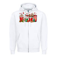 White christmas sloth coffee cups Zipper Hoodie - MaliasSmallBusiness