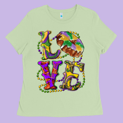 Ladies Tee Mardi Gras Love With King Cake