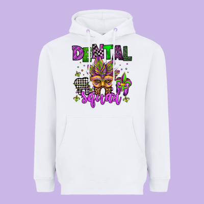 Dental Squad Mardi Gras Teeth Heavyweight Hoodie Designed By Jasminsmagicworld