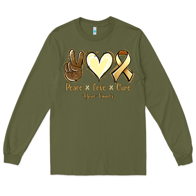 Peace Love Cure Bone Cancer Long Sleeve Tee by Jasminsmagicworld | Teevron