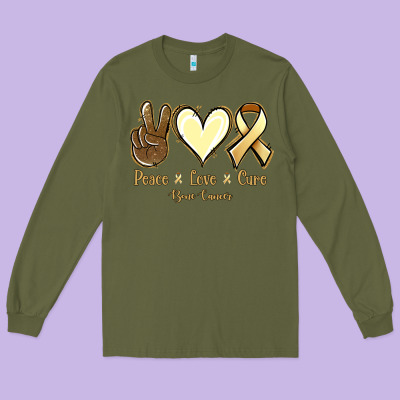 Peace Love Cure Bone Cancer Long Sleeve Tee Designed By Jasminsmagicworld