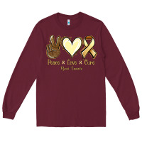 Burgundy Peace Love Cure Bone Cancer Long Sleeve Tee - Jasminsmagicworld