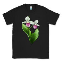 Black Pink And White Lady's Slipper Flower Illustrations Classic Tee - LillyAllenDesigns