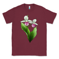 Burgundy Pink And White Lady's Slipper Flower Illustrations Classic Tee - LillyAllenDesigns