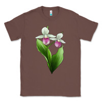 Chestnut Pink And White Lady's Slipper Flower Illustrations Classic Tee - LillyAllenDesigns