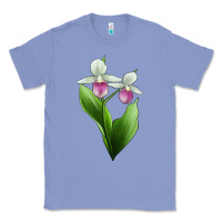 Colony Blue Pink And White Lady's Slipper Flower Illustrations Classic Tee - LillyAllenDesigns