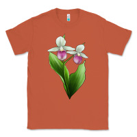 Copper Pink And White Lady's Slipper Flower Illustrations Classic Tee - LillyAllenDesigns