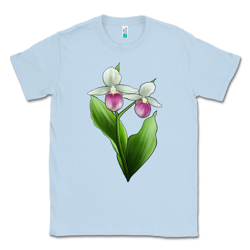 Pink And White Lady's Slipper Flower Illustrations Classic Tee by LillyAllenDesigns | Teevron