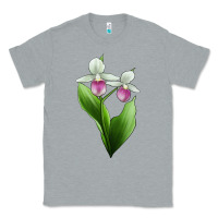 Heather Grey Pink And White Lady's Slipper Flower Illustrations Classic Tee - LillyAllenDesigns