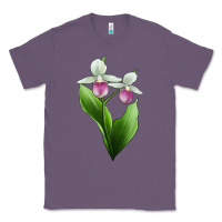 Lavender Pink And White Lady's Slipper Flower Illustrations Classic Tee - LillyAllenDesigns